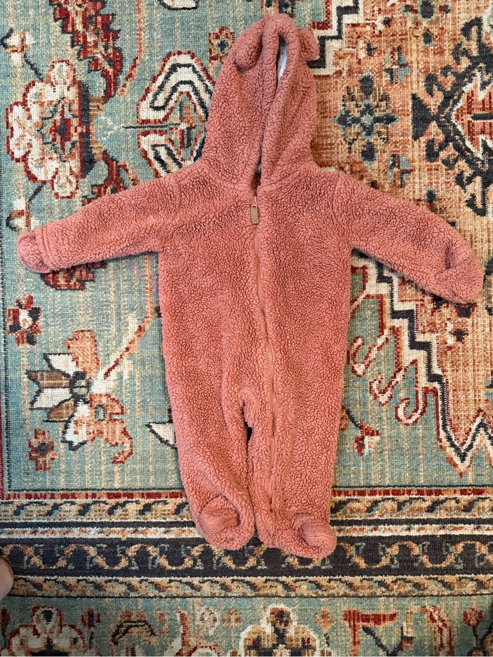 Plush Hooded Footed One-Piece in Dusty Rose - Kids